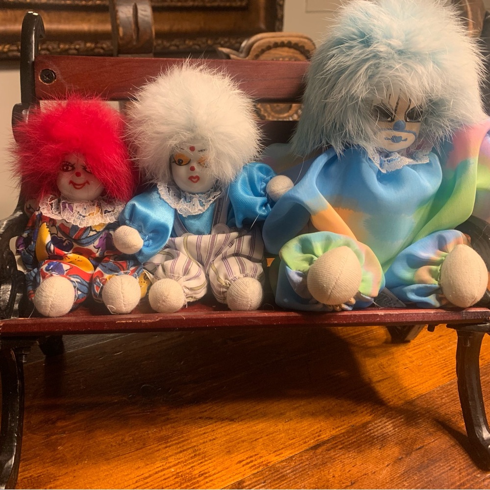 Colorful Clown Dolls Set Vintage 1987